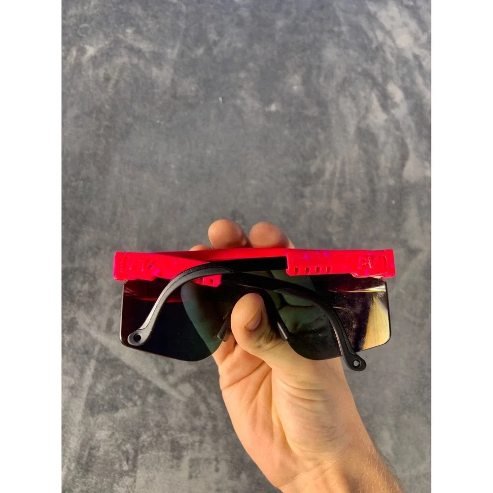Vintage Pit Viper The 1993 Originals Sport Sunglasses Pink Purple Splatter Gold